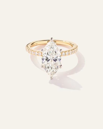 Lab Grown Diamond Marquise Petite Pave Engagement Ring - 3ct - US 0207