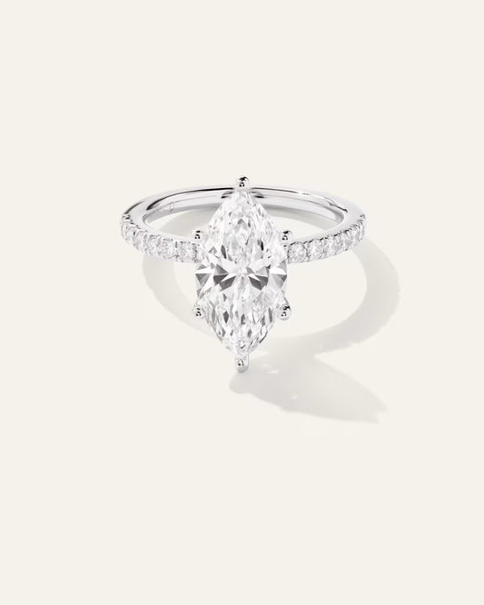 Lab Grown Diamond Marquise Petite Pave Engagement Ring - 3ct - US 7756