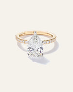 Lab Grown Diamond Pear Petite Pave Engagement Ring - 3ct - US 0528