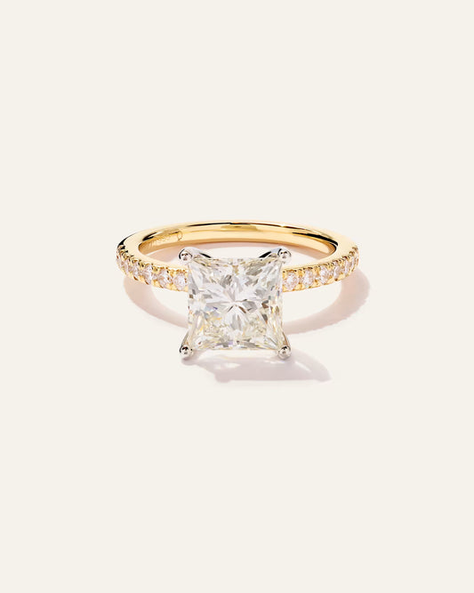 Lab Grown Diamond Princess Petite Pave Engagement Ring - 3ct - US 8852