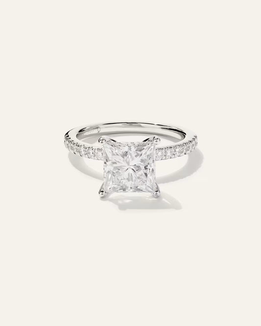 Lab Grown Diamond Princess Petite Pave Engagement Ring - 3ct - US 2648