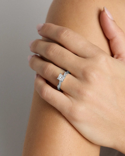 Lab Grown Diamond Princess Twisted Engagement Ring - 1ct - US 9140