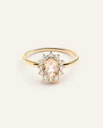 14K Gold Lab Grown Diamond and Morganite Halo Ring - US 5750