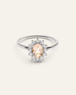 14K Gold Lab Grown Diamond and Morganite Halo Ring - US 5604