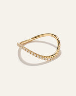 14K Gold Pave Diamond Wave Ring - US 1972