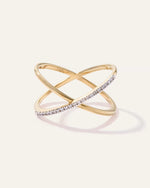 14K Gold Diamond Pave Crossover Ring - US 7537