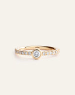 14K Gold Lab Grown Diamond Round Bezel Pave Ring - US 2491