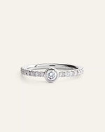 14K Gold Lab Grown Diamond Round Bezel Pave Ring - US 9415
