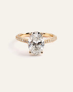 Lab Grown Diamond Oval Pave Cathedral Engagement Ring - 3ct - US 8496