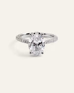 Lab Grown Diamond Oval Pave Cathedral Engagement Ring - 3ct - US 2831