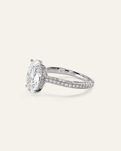 Lab Grown Diamond Oval Pave Cathedral Engagement Ring - 3ct - US 4305