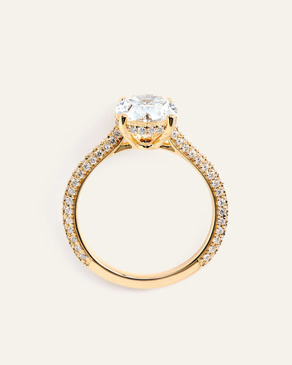 Lab Grown Diamond Oval Pave Cathedral Engagement Ring - 3ct - US 8496