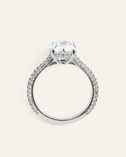 Lab Grown Diamond Oval Pave Cathedral Engagement Ring - 3ct - US 4305