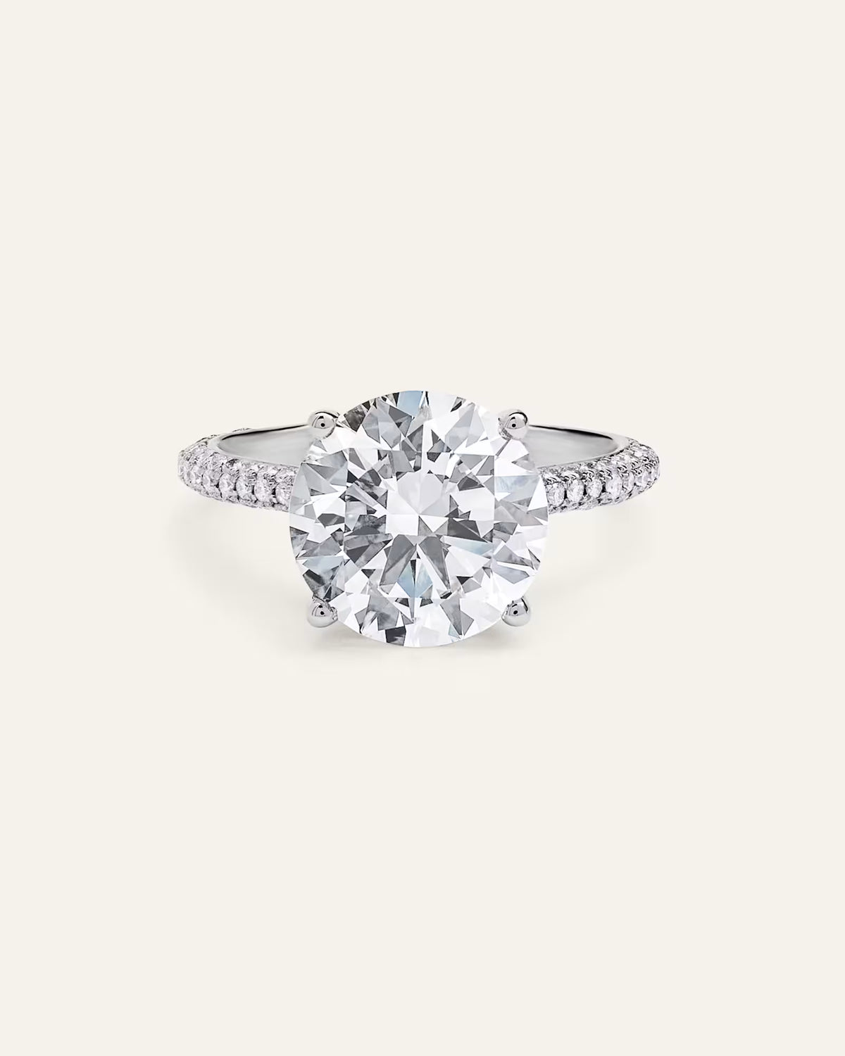 Lab Grown Diamond Round Pave Cathedral Engagement Ring - 5ct - US 1844