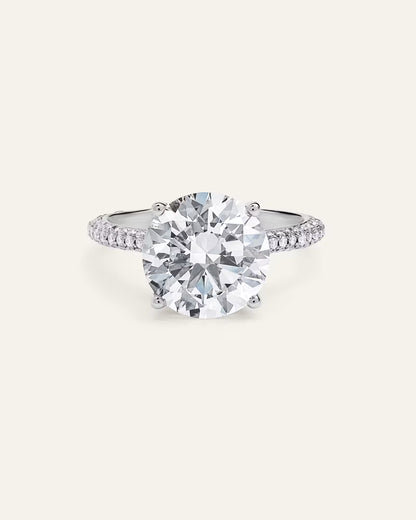Lab Grown Diamond Round Pave Cathedral Engagement Ring - 5ct - US 1844