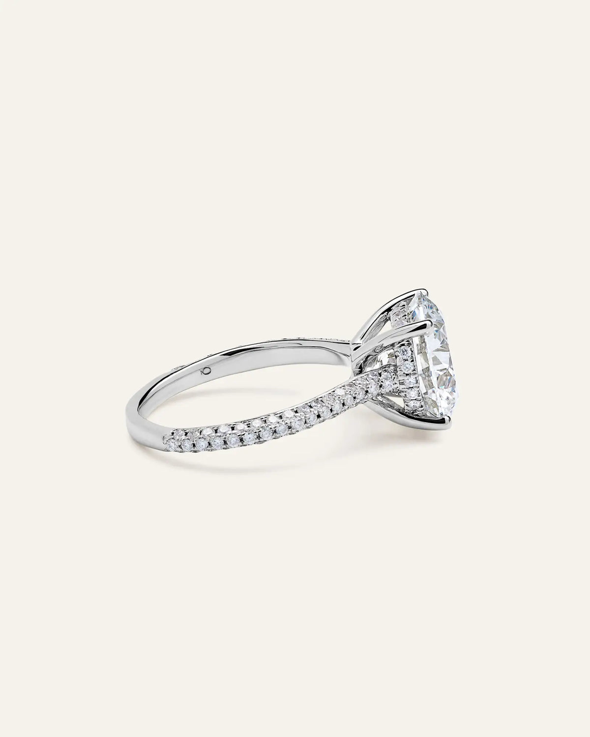 Lab Grown Diamond Round Pave Cathedral Engagement Ring - 5ct - US 1844