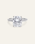 Lab Grown Diamond Elongated Cushion Pave Cathedral Engagement Ring - 5ct - US 7803
