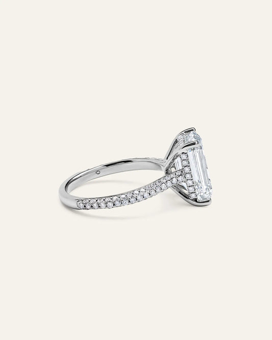 Lab Grown Diamond Emerald Pave Cathedral Engagement Ring - 5ct - US 0312