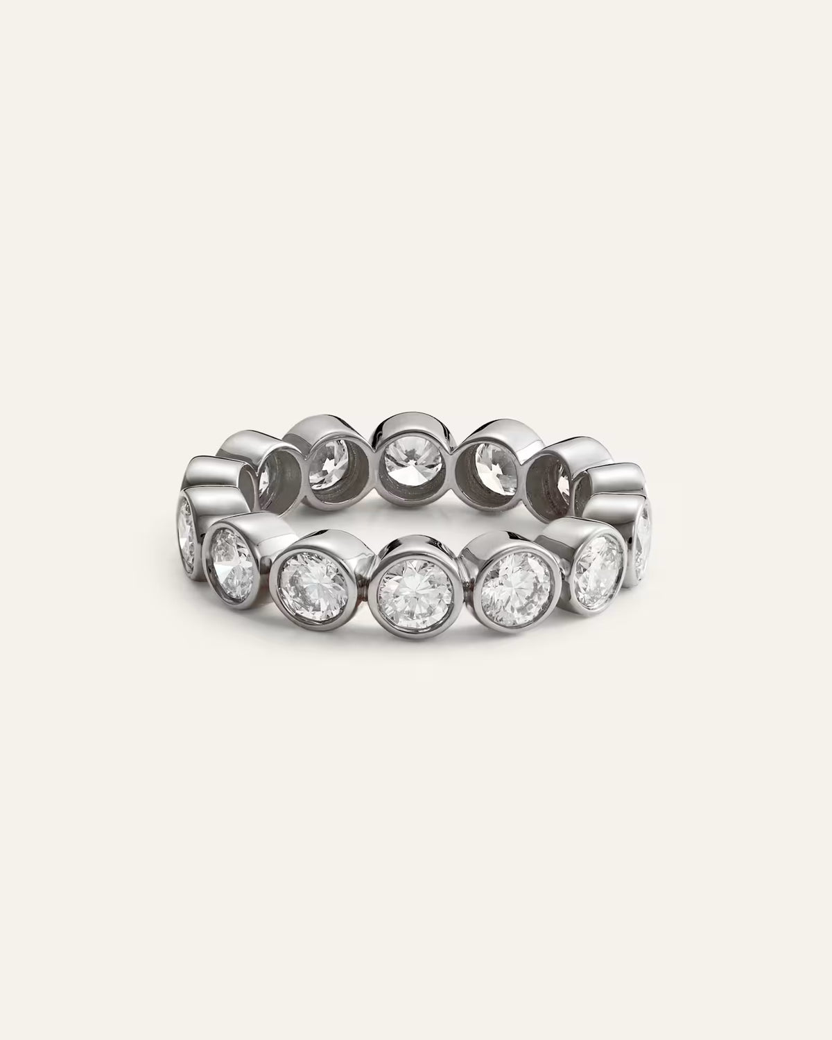 14K Gold Lab Grown Diamond Round Bezel Eternity Band - 3ctw - US 8122