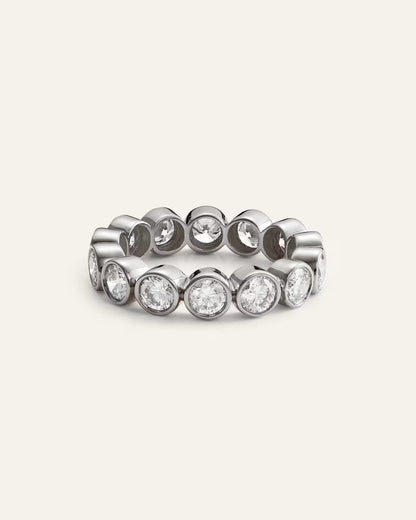 14K Gold Lab Grown Diamond Round Bezel Eternity Band - 3ctw - US 8122