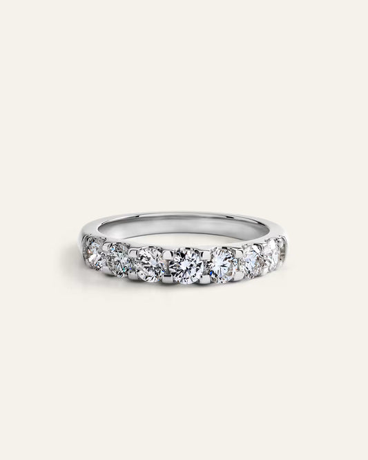 14K Gold Natural Diamond Seven Stone Band - 1ctw - US 9876