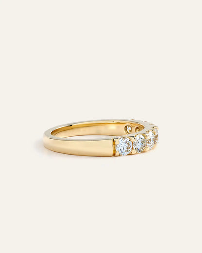 14K Gold Natural Diamond Seven Stone Band - 1ctw - US 6162