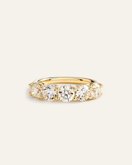 14K Gold Natural Diamond Five Stone Band - 2ctw - US 1411