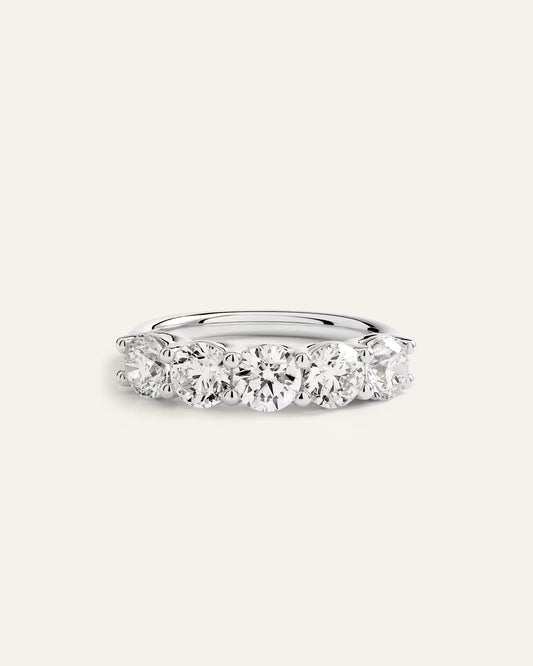 14K Gold Natural Diamond Five Stone Band - 2ctw - US 8529