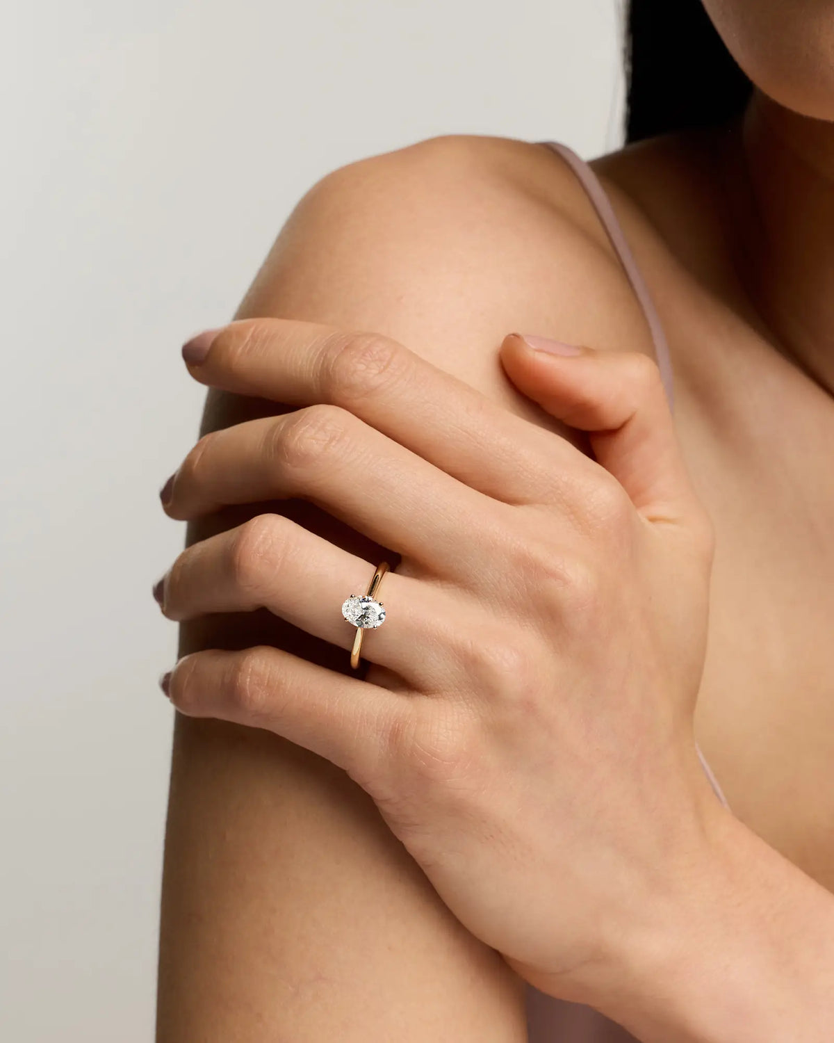 Lab Grown Diamond Oval Trellis Cathedral Engagement Ring - 1ct - US 1563