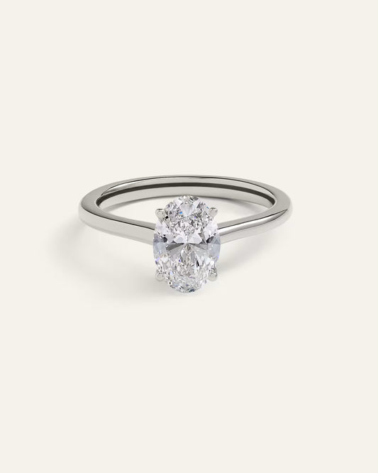 Lab Grown Diamond Oval Trellis Cathedral Engagement Ring - 1.5ct - US 7425