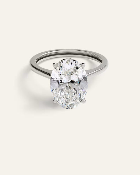 Lab Grown Diamond Oval Trellis Cathedral Engagement Ring - 4ct - US 3372