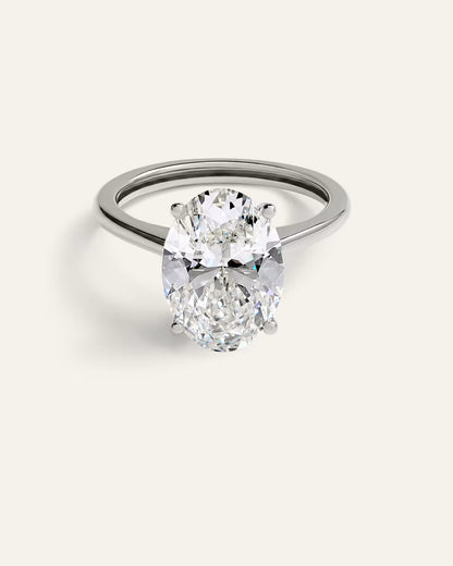 Lab Grown Diamond Oval Trellis Cathedral Engagement Ring - 4ct - US 8846