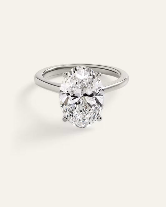 Lab Grown Diamond Oval Trellis Cathedral Engagement Ring - 5ct - US 9318