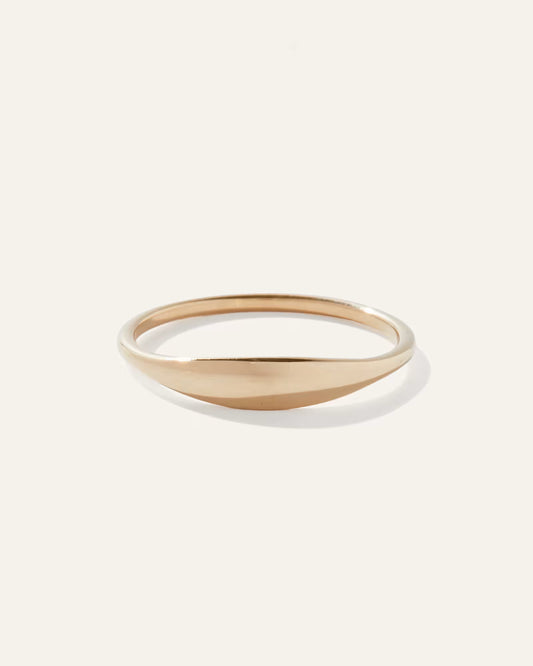 14k Gold Slim Signet Ring - US 0946