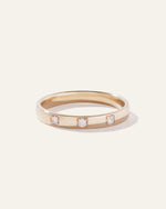 14K Gold Diamond 3 Stone Inlay Band - US 3021