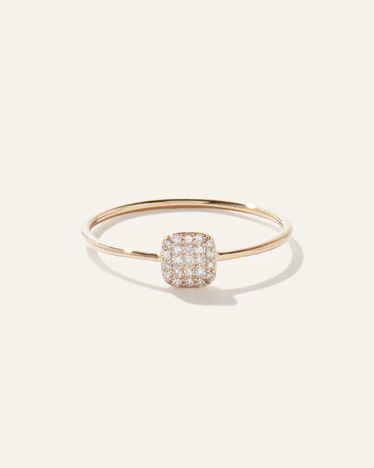 14K Gold Pave Diamond Cushion Ring - US 9335