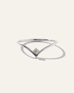 14K Gold Solitaire Diamond Chevron Ring - US 6407