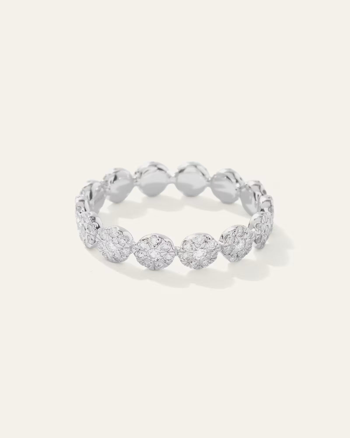 14K Gold Diamond Floral Eternity Band - US 2611