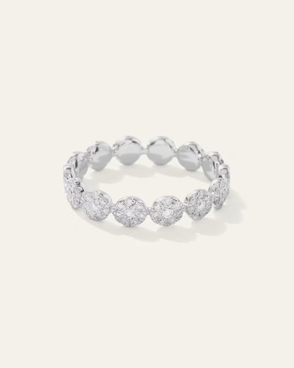 14K Gold Diamond Floral Eternity Band - US 2611