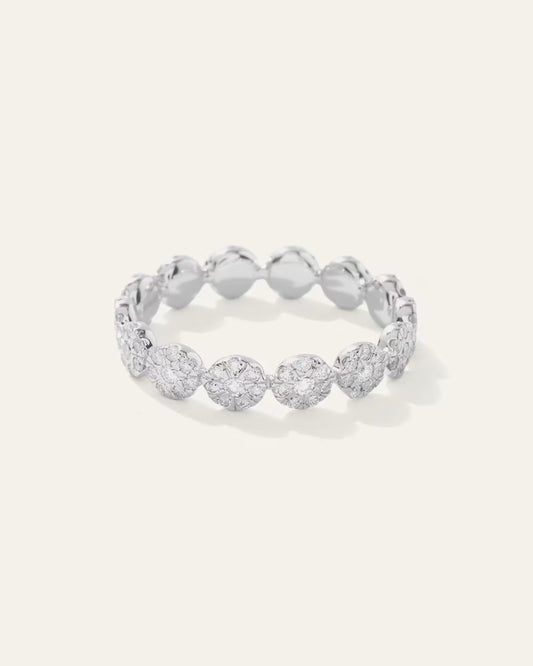 14K Gold Diamond Floral Eternity Band - US 2611