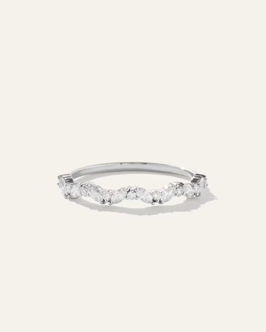 14K Gold Diamond Slanted Marquise and Round Band - US 3565