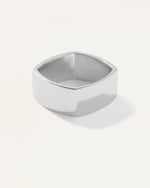 Silver Square Cigar Band Ring - US 5622