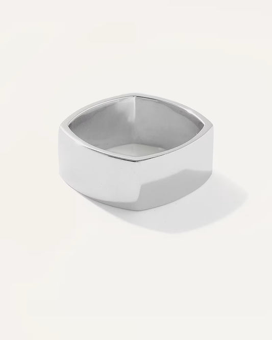 Silver Square Cigar Band Ring - US 5622