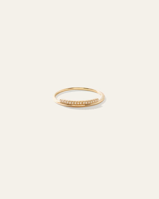 14K Gold Pave Diamond Bar Stack Band - US 8246