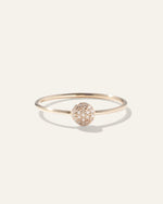14K Gold Pave Diamond Round Disc Ring - US 4228