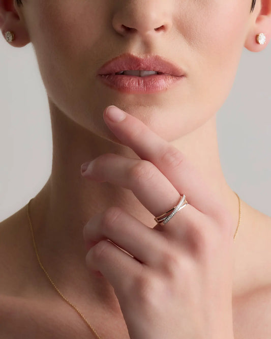 14K Gold Diamond Orbit Ring - US 7024