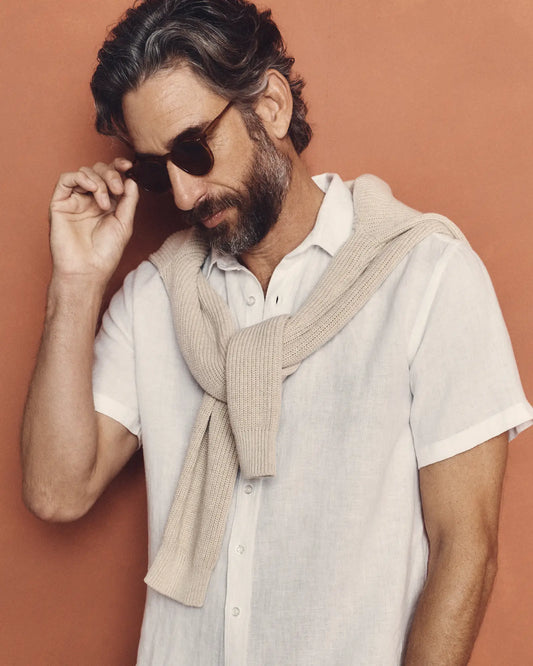 100% European Linen Relaxed Short Sleeve Shirt - US 8001