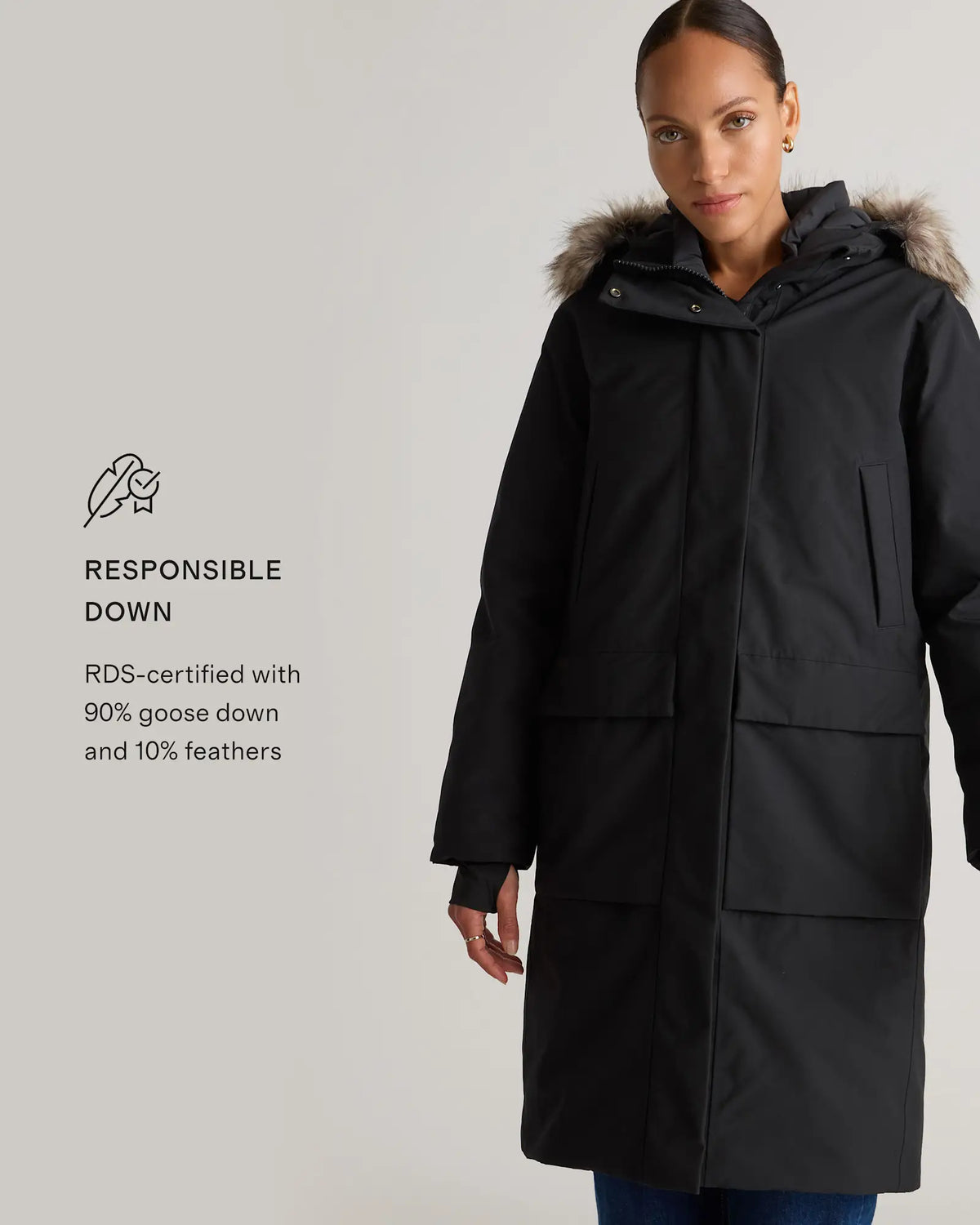 Responsible Down Hooded Long Parka - US 5619
