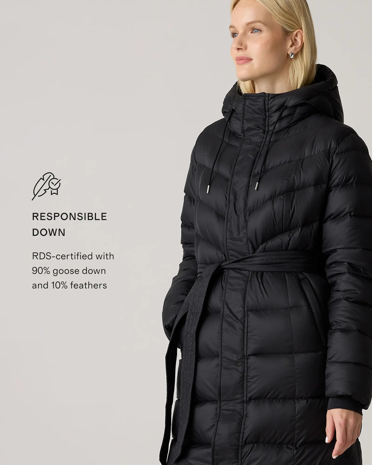 Responsible Down Belted Puffer Maxi Coat - US 6511