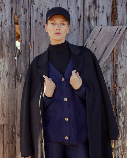 100% Mongolian Cashmere Double-Faced Wrap Coat - US 3960